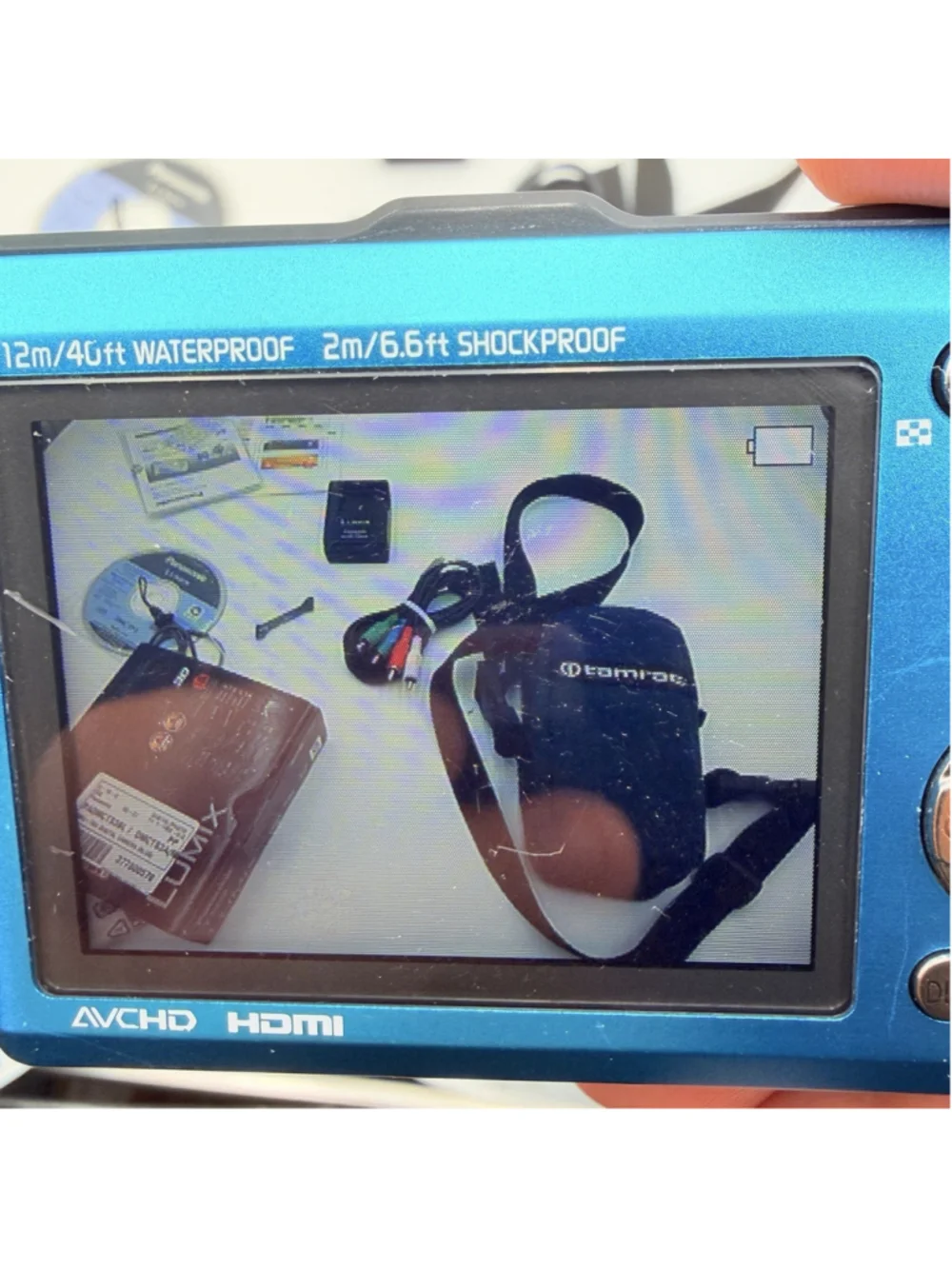 PANASONIC LUMIX DMC-TS3 Blue 12.1MP GPS Waterproof Camera Tested Bundle